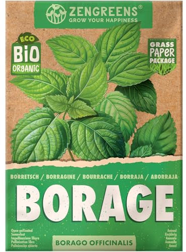 ZenGreens® – Graines de bourrache bio - Graines d'herbes aromatiques à cultiver facilement au jardin, sur le balcon ou en cuisine – parfaites pour débutants - Borago
