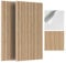 JBER 6Pack Acoustic Panels, Self-Adhesive Fluted Slat Sound Proofing Panels for Walls, Decorative Wood Grain Printing Wall Panels for Recording Studio, Offices, Home, 60×60×0.9cm, Natural Oak Grain