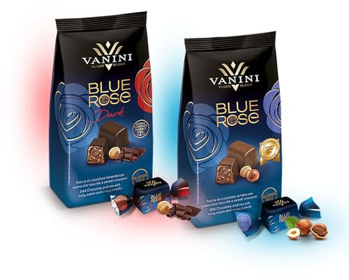Vanini Mix Blue Rose Confezione Praline di Cioccolato al Latte e Fondente 120g [2 Confezioni]