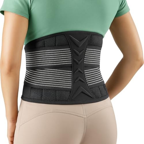 Cintura di Supporto per Schiena con 8 Molle - Busto ortopedico lombare L(100-110cm) - Tessuto in Nylon Traspirante - Allevia il Mal di Schiena, Migliora la Postura - Ideale per Lavoro e Sport (Nero)
