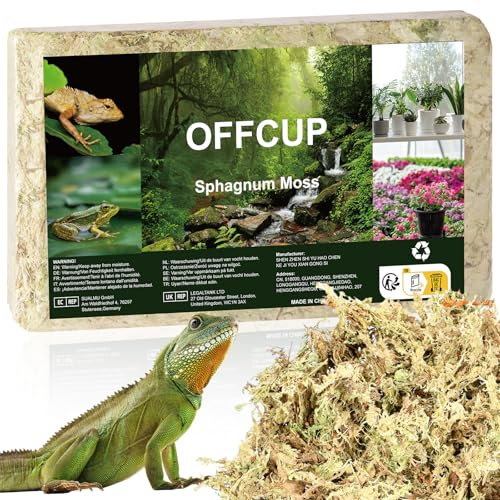 OFFCUP 150g Natural Musgo Sphagnum, Musgo de Bosque Seco, Bloque de Sustrato de Terrario, Musgo para Aumentar la Humedad del Aire para Reptiles Tortugas Ratones