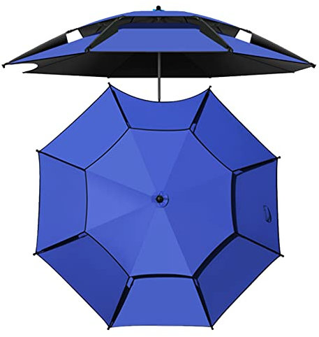 Sombrilla De Jardín para Pesca, Rotación De 360°, Bordes Festoneados, Grande, Resistente A La Lluvia Y Al Viento, con Ventilación, Ideal para Jardín, Playa Y Exteriores.,Blue-2.M