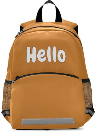 RPLIFE Personalisierter Rucksack mit personalisiertem Namen, Kleinkind-Rucksack für Mädchen und Jungen, individuelle Vorschulrucksäcke, Ocker