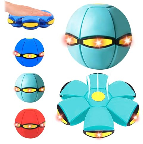 Kenmohuo Magic Bouncing Ball, Bouncy Balls, Magical Flying Saucer with 6 LED Light, Family and Pet Interactive Toys, Safe & Durable Dual Form Freely Switchable for Indoor & Outdoor Use