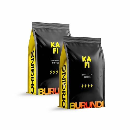 KAFI Café en Grano de Especialidad Burundi 1kg (2x500g) - 100% Arábica Natural - Notas de Fruta y Caramelo - Cuerpo Equilibrado y Complejo - Ideal para Cafetera Superautomática y Molinillo