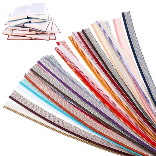TIESOME 52 Stück Buch Stirnband, Baumwoll Buchbinder Stirnbänder | 30 X 1,5cm 52 Farben Buchbinderleinen Baumwoll Buch Stirnband Buchbinde für Buchbindeanfänger Buchreparatur Buchdekoration