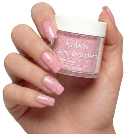 Kabos Magic Dip System Dipping Powder Poudre Acrylique Rose | pour Ongles 020 Shimmering Pink 20 g | Poudre Acrylique Nails Nail Art Poudre pour Ongles
