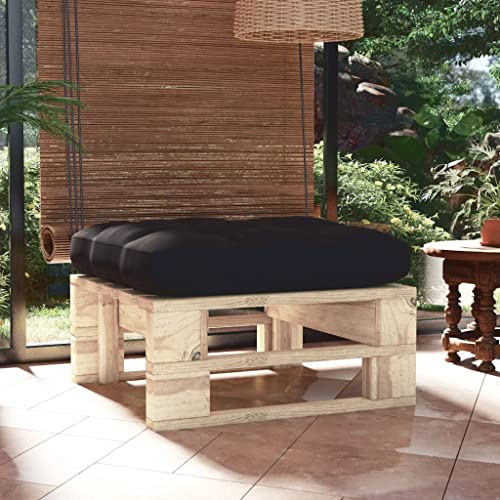 WDGJJFECNMUEHI Pouf Palette Jardin en Bois de Pin Imprégné avec Coussin Noir, Repose-Pied et Table Basse Modulaire pour Terrasse, Salon Extérieur Intérieur, Durable et Confortable