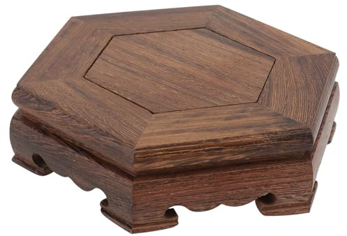 Healeved Flowerpot Base Wooden Pedestal Compact Decorative Stand for Home Plant Holder Indoor