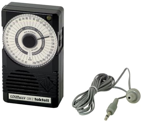 Wittner Taktell® Quartz QM 2 Serie 861 - Kunststoffgehäuse Schwarz - 40-208 Schläge/Minute - 39 Tempopositionen - Mit Kammerton a1 = 440 Hz - Inklusive Batterie (9 Volt) und Ohrhörer