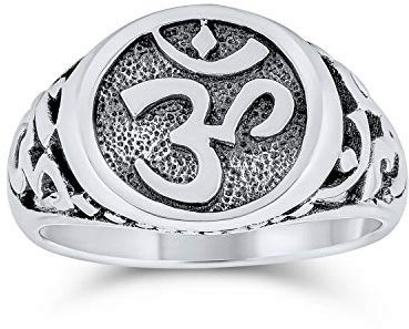 Bling Jewelry Om-Siegelring mit Devanagari-Schrift für Frauen und Männer oxidiertes .925 Sterlingsilber