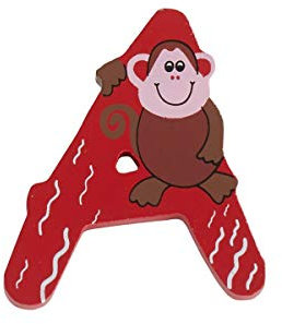 sOlini Holzbuchstaben mit Tiermotiv, für Kinderzimmertür von Jungen/Mädchen, Name, Deko, 7 cm lang, Holz, Bunt