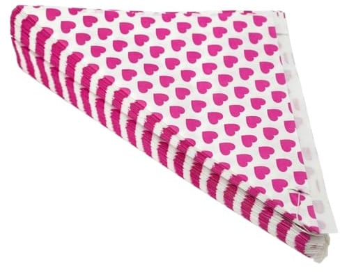 100 Spitztüten mit Herz-Motiv – Pink | 250g | Papier-Tüten für Süßigkeiten, Candy Bar, Hochzeit, Geburtstag, Kindergeburtstag, Mitgebsel, Gastgeschenke, Einhorn-Party, rosa Dekoration