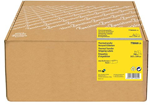 AVERY Zweckform TT8060-25 Thermotransfer Versandetiketten (103 x 199 mm, 2 Rolle/700 Etiketten) weiß