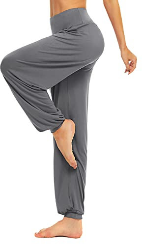 BeautyWill Yogahose/Laufhose/Jogginghose Fitness-Hose Hose in 3/4-Länge für Damen - für Sport und Training aus 95% Modal, Dunkelgrau Lange, Gr. L