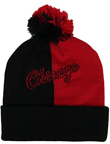 Mitchell & Ness Chicago Bulls Split Logo Knit Red/Black Pom