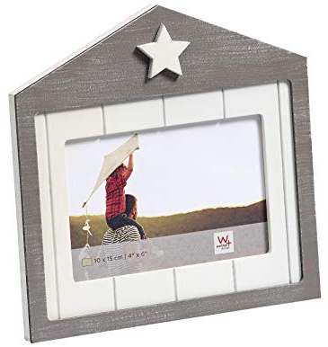 walther design Bilderrahmen 10 x 15 cm dekorativer Holzrahmen in Hausform Dreams Portraitrahmen RK015D