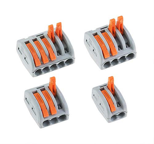 AGGKY Lever-Nut Compact Wire Connectors, 60 Pack Assortment Conductors 2/3/4/5 Port Terminal Block Wire Push Electrical Cable Clamp Plug-in Lever Nuts