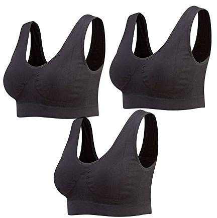 Lemef Damen Seamless Sport BH mit Merfarben Wohlfühl-BH, 3*schwarz, XL
