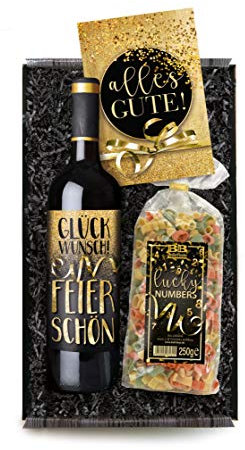 Geschenkbox Alles Gute - Set mit Rotwein, mit Geburtstagskarte