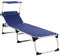 Casaria® Sonnenliege Bari klappbar Wetterfest mit Dach Kopfkissen Gartenliege leicht Aluminium Sonnenliege Liegestuhl 150kg belastbar Blau meliert