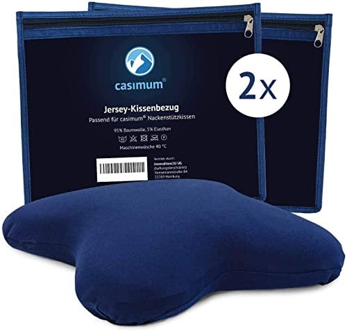 casimum Jersey Kissenbezug aus Baumwolle. Kopfkissen Schonbezug für Schmetterlingskissen mit Reißverschluss, 56x48 cm, Blau, 2-er Pack