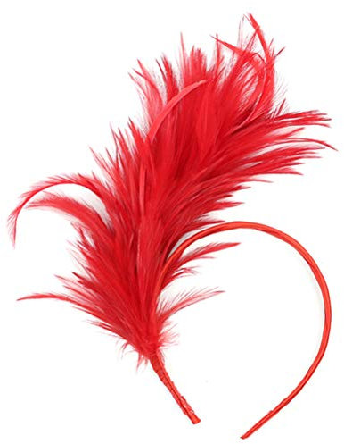 -tête bibi à plumes pour femme - Style des années 1920 - Rouge