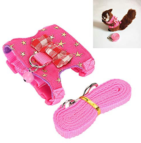 Cikonielf Eichhörnchen Weste Geschirr Kleintier Geschirr und Leine Set Rosa S (14-17 cm/5.5-6.7 inch) Sicherheit, Einfachheit im Handling und Komfort für das Tier