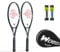 WOED BATENS Tennisschläger für 2 Spieler, perfekt für Anfänger und Profispieler, 68,6 cm Speed-Tennisschläger inklusive 2 Übergriffen, Tennistasche, 2 Vibrationsdämpfer, 2 Abdeckungen