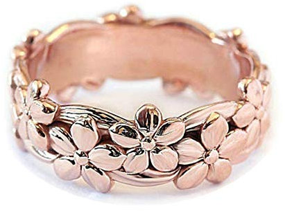 Beydodo Trauring ohne Stein Frauen Vergoldet, Verlobungsring Blumen Ring Rosegold Eheringe Nickelfrei Größe 60 (19.1)