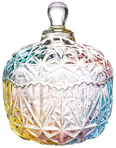 qiuqiu Bocal En Verre De Couleur Bonbon Avec Couvercle En Cristal Bon Verre Cristal Bon Bon Petit Sucrier Couvert En Verre-A