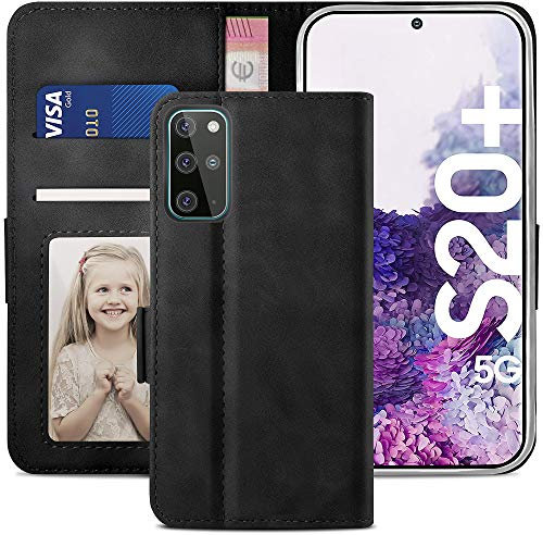 YATWIN Handyhülle Samsung Galaxy S20 Plus Hülle, Klapphülle Samsung S20 Plus Premium Leder Brieftasche Schutzhülle [Kartenfach] [Magnet] [Stand] Handytasche Case für Samsung S20 + Plus 5G, Schwarz