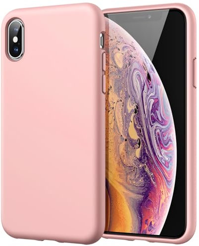 JETech Silikon Hülle für iPhone XS Max 6,5 Zoll, Seidig-Weich Berühren Sie Ganzkörper Handyhülle, Stoßfeste Abdeckung mit Mikrofaserfutter (Rosa)