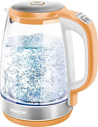 Variable Temperature Electric Kettle with Internal LED Light, 2.0 L Capacity, 2200 W, Orange