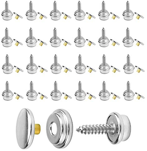 SNAGAROG 25 Stück Druckknöpfe Schrauben Edelstahl Druckknöpfe 15mm Snap Fastener Canvas Screw Snaps Druckknöpfe zum Anschrauben für Planen, Schiffe, Möbel, Segeltuch, Autozelte