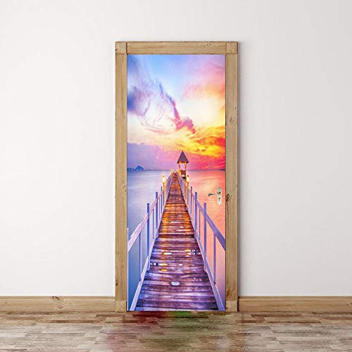 3D Turaufkleber Kinder Die Selbstklebende 3D-Tür Haftet Am Deck Am Meer