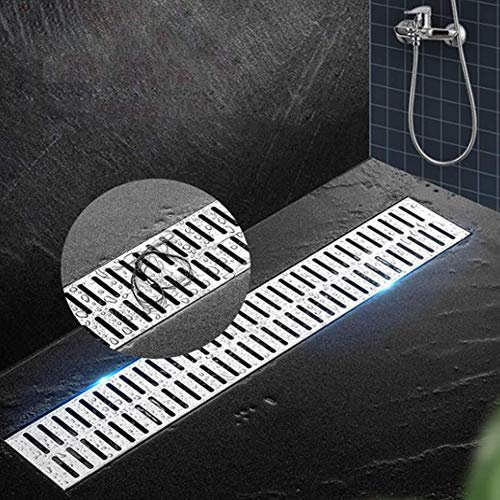 BUYAOBIAOXL Bodenablauf Dusche Linearer Duschabfluss, Edelstahl-Gitter-Trench-Abdeckung großer Verdrängungswassergitter-Panel Anti-Verstopfung Anti-Rost-Quadrat-Bodenablassabdeckung, 11 Größen