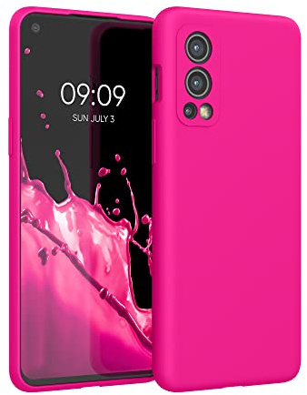kwmobile Handyhülle für OnePlus Nord 2 5G Hülle - Case Silikon - Kabelloses Laden - Schutzhülle Cover in Neon Pink