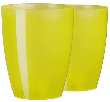 Tymar Orchideentopf Übertopf, 2er-Pack, transparent, Blumentopf, Blumenkübel für Orchidee, Pflanzentopf aus Kunststoff, Moderne, schlanke, Runde Form, AGASTO001 (Transparent Gelb, ø 14 cm)