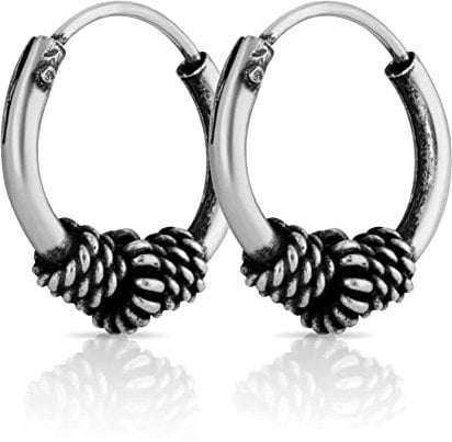 NKlaus Paar Bali Creole 10mm Keltisch Spiralen aus 925 Sterling Silber Mittelalter 4962