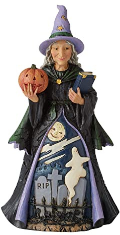 Heartwood Creek - Figura Bruja con Calabaza y Escena de Cementerio