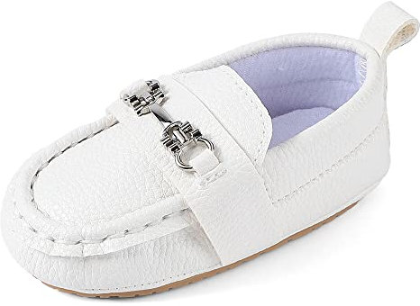 MASOCIO Mocassini Neonato Scarpe Primi Passi Bimbo Bambino Mocassino Battesimo Scarpine 12 18 Eleganti Taglia 20 15-18 Mesi Bianco