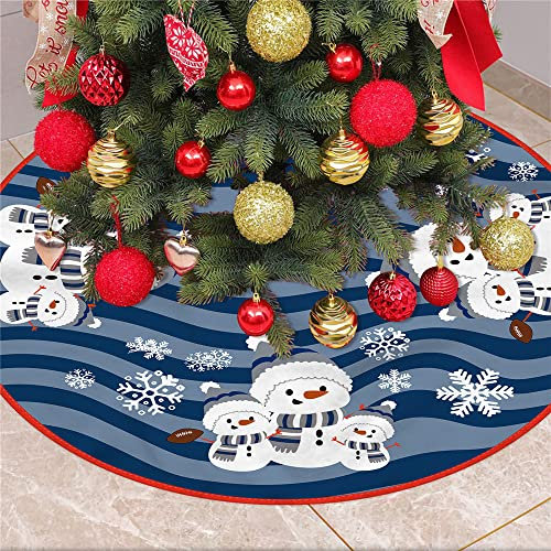 Mateju Weihnachtsbaum Rock Weihnachtsbaumdecke Groß Tannenbaum Unterlage Rund Christbaumdecke Christbaumständer Teppich Baumdecke für Weihnachtsdeko Neujahr Party (90cm,Schneemann)