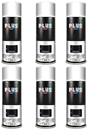 PLUS HOME Pintura Spray 520cc para pintar todo tipo de super cies: madera, metal, cartón, tela, piedra, bra de vidrio, plásticos rígidos, etc para bricolaje y DIY.Negro Mate (Ral:9005)(Paquete de 6)