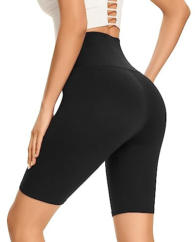 Gayhay Radlerhose Damen Knielang High Waist Kurze Sporthose Radler Yoga Shorts Leggings Sommer Blickdicht Schwarze,XXL