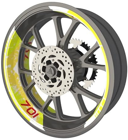 Felgenrandaufkleber für Husqvarna 701 Premium Qualität (Aufkleber für beide Felgen) (Gelb)