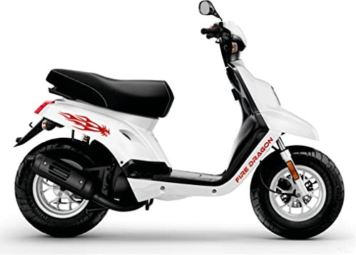 DualColorStampe Adesivi Compatibili con Yamaha BOOSTER MBK Deezer FIRE DRAGON DX-SX accessori stickers Motociclo colore a scelta COD.M0284 (Rosso)