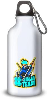 Trinkflasche aus Aluminium – Edelstahl (Thermoskanne 24 Stunden), wiederverwendbar, 330 ml bis 750 ml, Team Ninja (Aluminium, Karabiner S 400 ml)