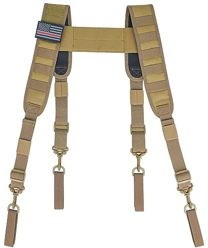 MELOTOUGH Tirantes tácticos para cinturón militar, arnés de policía, correas de policía, cinturón de aplicación de la ley, Caqui, Large