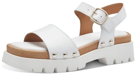 Tamaris Damen Plateau Sandalen Leder Sommer; WHITE LEATHER/weiß; 39 EU